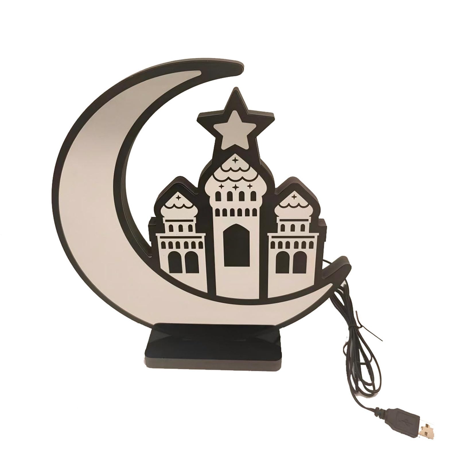 Hsioluted LED Home Decorative Light Moons Shape Muslims Light Desktop Decoration with Soft Glowing Texture for Home LED Tunnel Holiday Moods