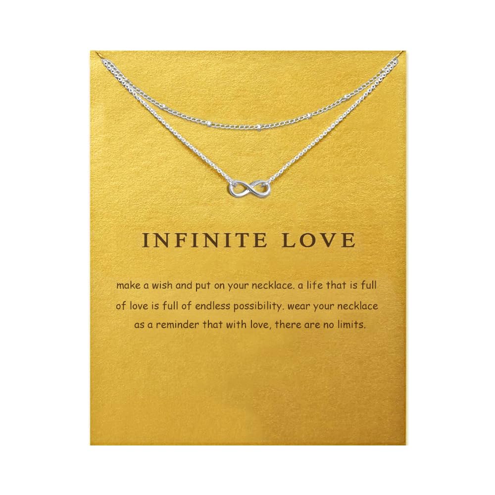 LANG XUAN Message Card Dainty Bead Layered Compass Pendant Necklace Friendship Sun Good Luck Elephant Pendant Chain Necklace for Women Best Gift