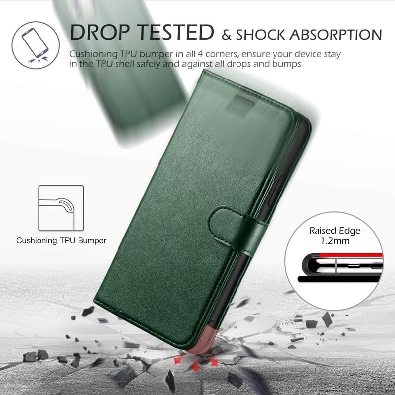 Image of ClickCase Vintage Series for Motorola Moto G05 Leather Wallet Flip Case Kick Stand Magnetic Closure Flip Cover for Motorola Moto G05 (Green)