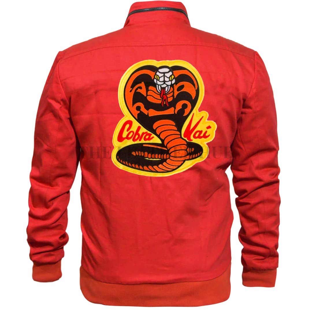 The Leathers Hub Johnny Lawrence Karate Kid Red Cobra Mens Kobra Kai Series Cotton Jacket