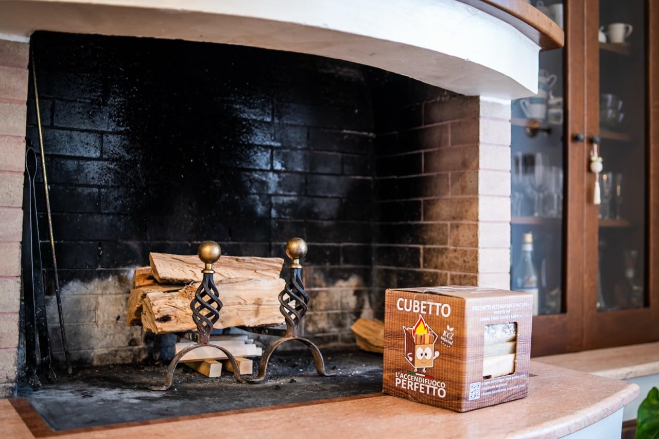 CUBETTO FEMIRO Legnetti Accendifuoco Faggio e Abete – 1 Scatola da 4 kg – Accendi Camino per Camini, Stufe, Forni e Barbecue – Confezione Pulita e Compatta