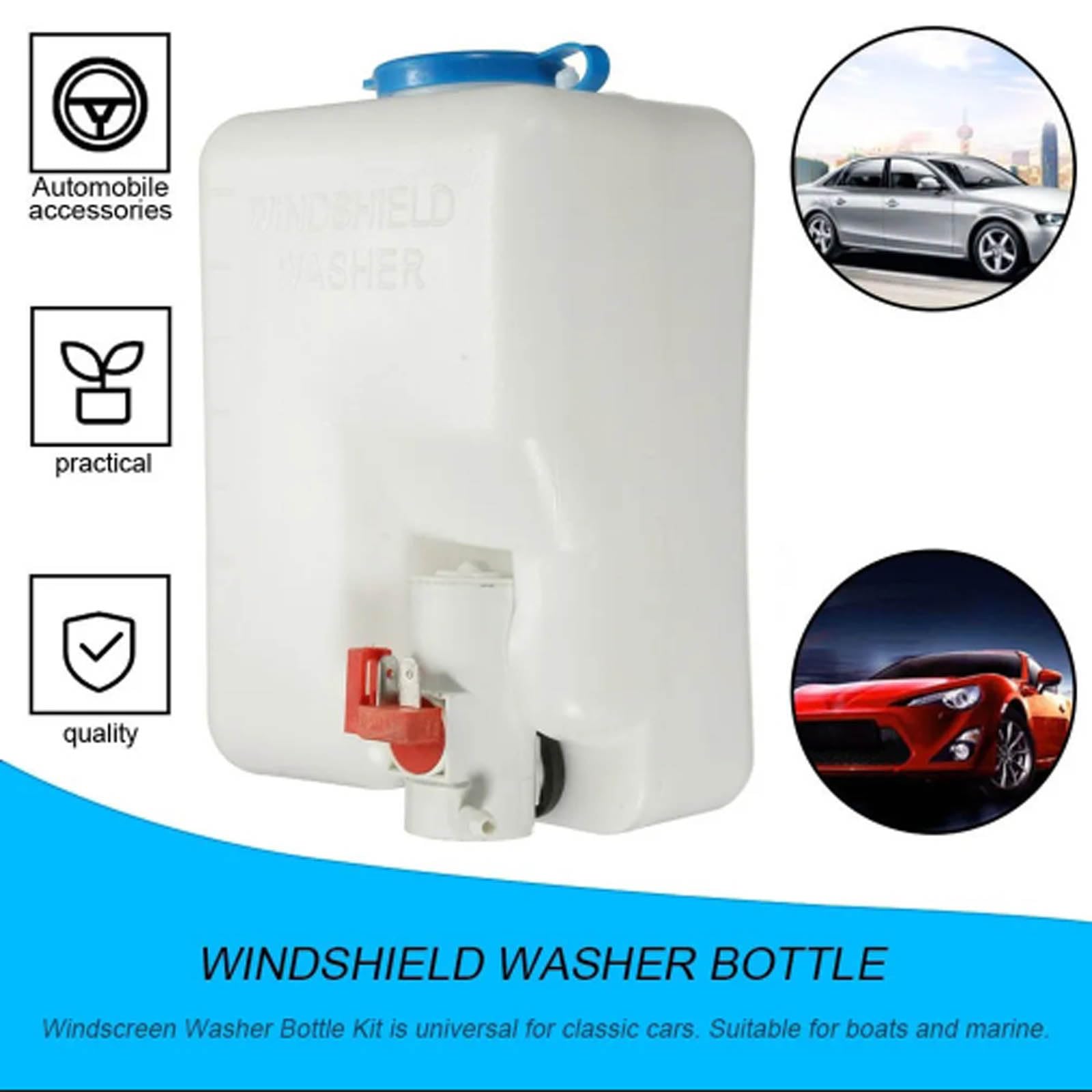 Pompa Lavavetri Universale 12V per Auto con Interruttore a Pulsante Jet 160186 Kit Bottiglia Serbatoio Serbatoio Liquido Lavavetri Universale Poweka
