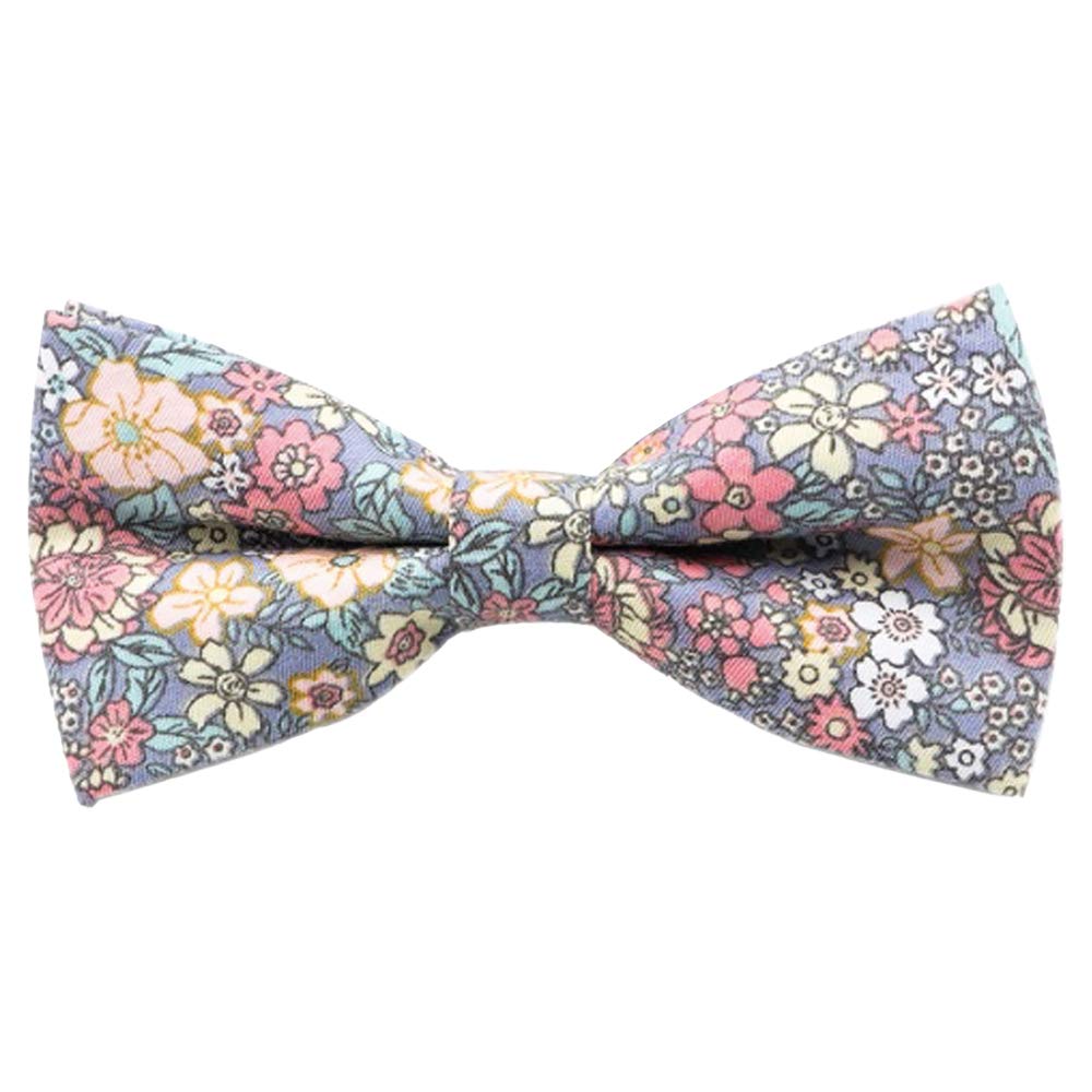 Db Dickie Bow Men's Pink & Yellow Floral Luxury Cotton Pre-Tied Bow Tie (Pink & Yellow Floral)