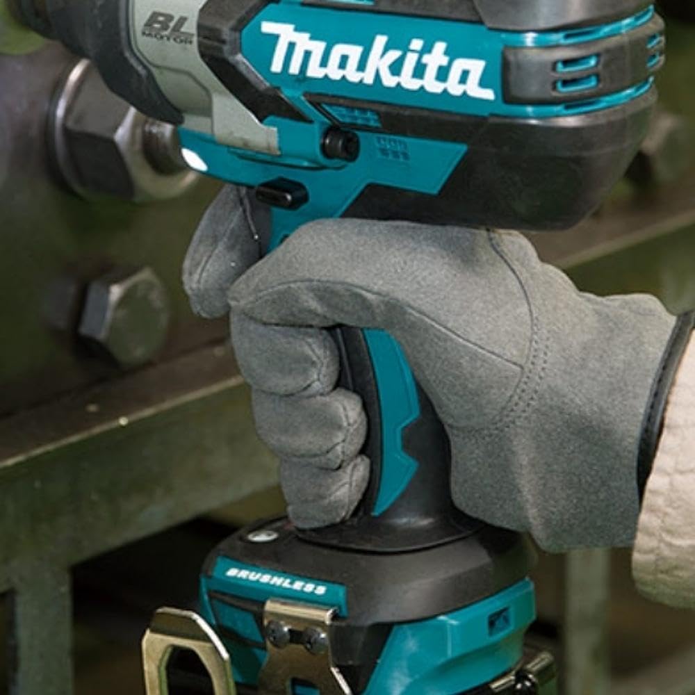 Close-up of Makita DTW1001Z in use on a bolt