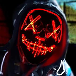 Lightdot LED Light Up Halloween Mask - 3 Modes LED Light Up Mask, Halloween Mask for Cosplay, Halloween, Masquerade Parties, Carnival (Red)