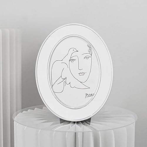 Vista 3 de SWTHONY Marcos ovalados de 5 x 7 pulgadas, marco de fotos moderno plateado de 5 x 7 con parte frontal de vidrio de alta definición Plata