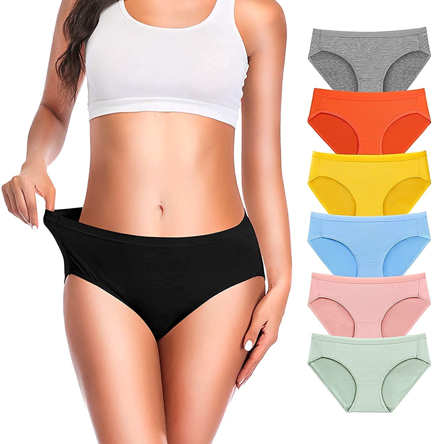 SHAPERX Cotton Underwear for Women Seamless Bikini Panties Calzones De Combo Pack of 6 (S) Multicolour