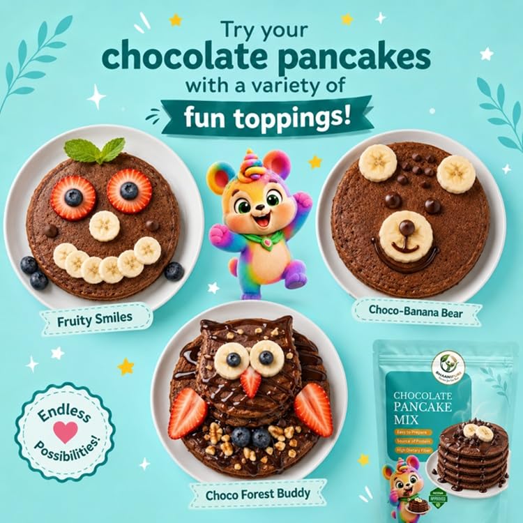 Image of Chocolate Millet Pancake Mix, 250g (Pack of 1) | Eggless, Gluten-Free, High Sprouted Protein | No Refined Sugar