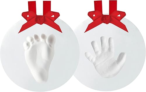 Kate & Milo Adorno de Navidad con estampado de bebé, kit de impresión de huellas de manos y huellas de arcilla para recién nacidos, molde de arcilla