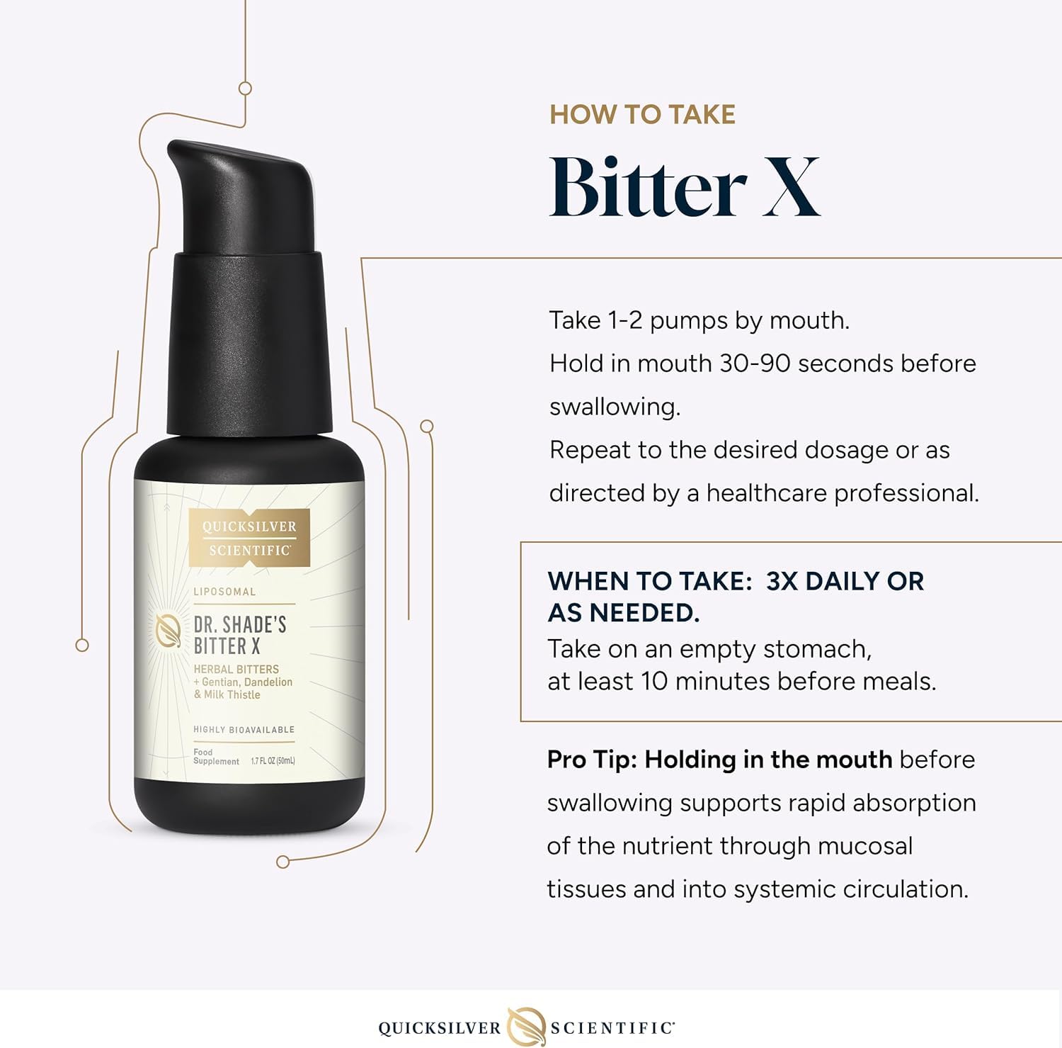 Quicksilver Scientific Dr. Shade's BitterX, Gentian Root, 1.7oz/50ml, 1 Ct — Amazon image 6