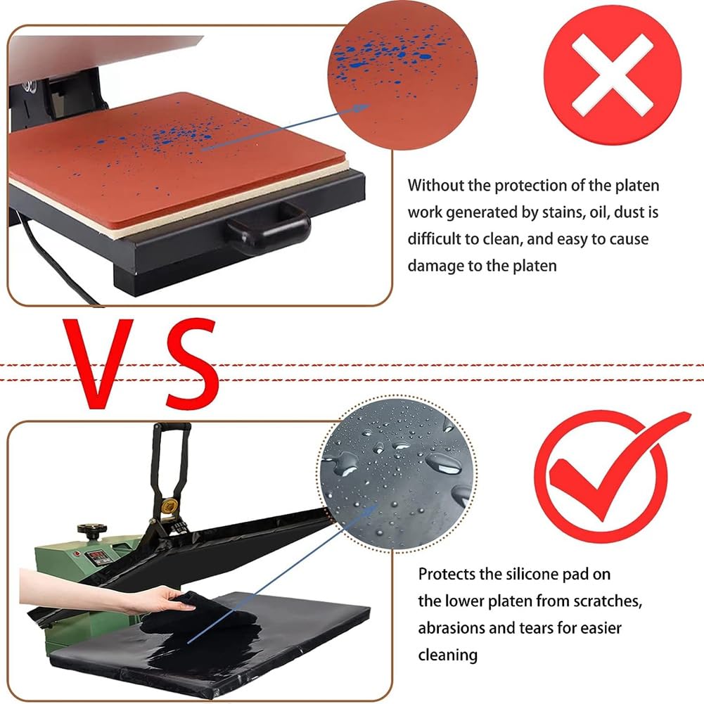 2 PCS Cubierta de Envoltura de Placa de Prensa de, Protector Resistente Al para Proteger la MáQuina de Prensado de por SublimacióN A Negro