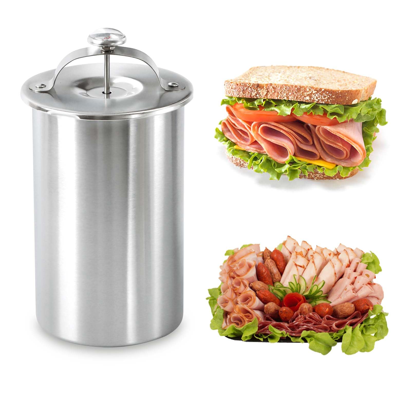 glendavenyHam Maker Meat Press Mold for Making Homemade Deli Meat Press, Stainless Steel Meat Press Cooker Maker, Ham Press Maker with Thermometer, Deli Meat Maker Lunch Meat Press Maker