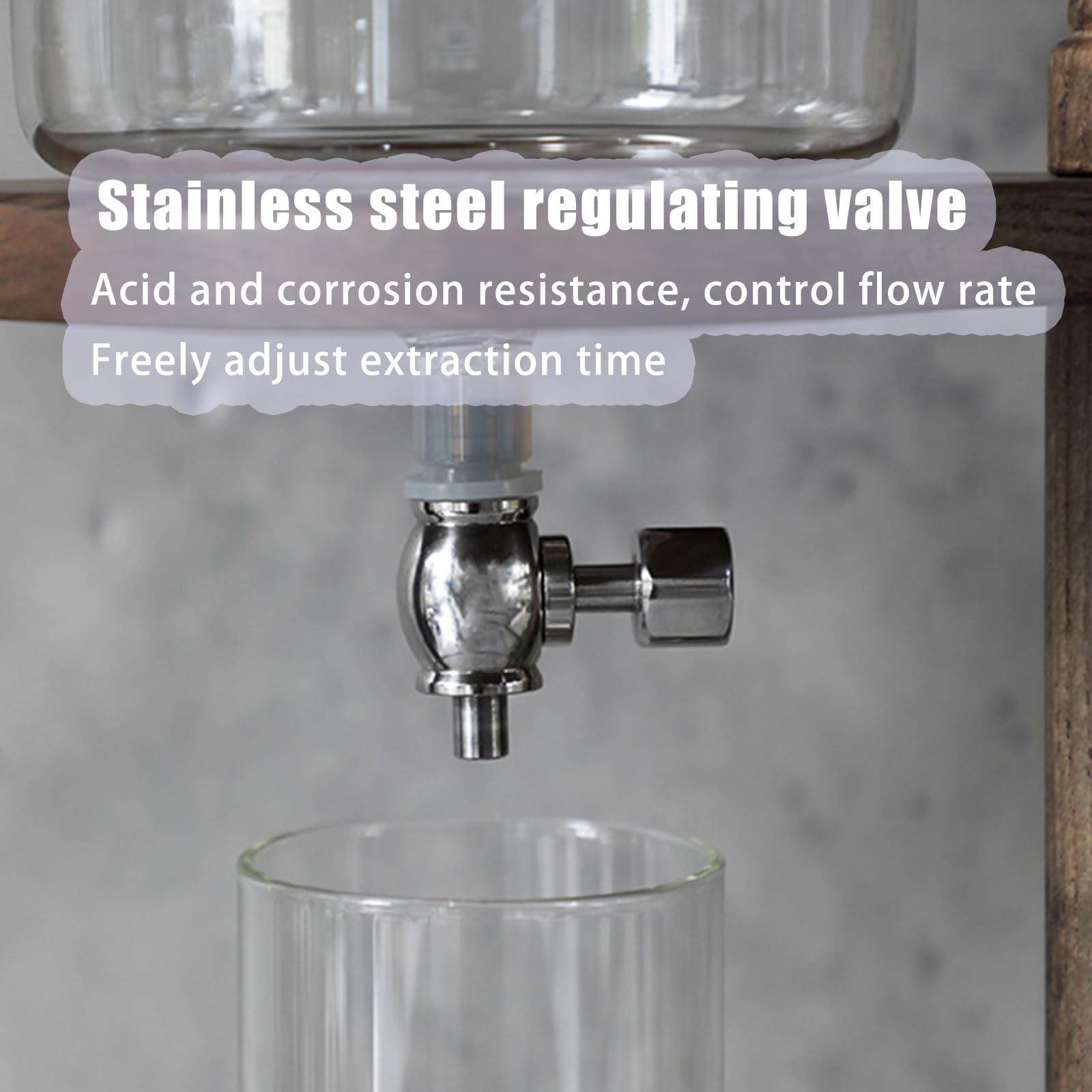 Cafetera de vidrio de borosilicato de alta calidad, cafetera de goteo de 4 a 6 porciones con válvula ajustable de acero inoxidable, ideal para uso en espresso y café