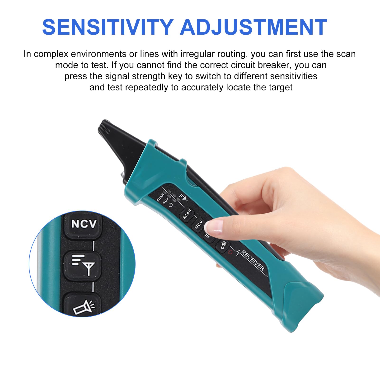 Eujgoov Kit di Strumenti per Tester Elettrici per Prese GFCI per la Ricerca di Interruttori Automatici con Test NCV, Custodia per il Trasporto e Adattatore per Torcia (Spina europea 220 V)