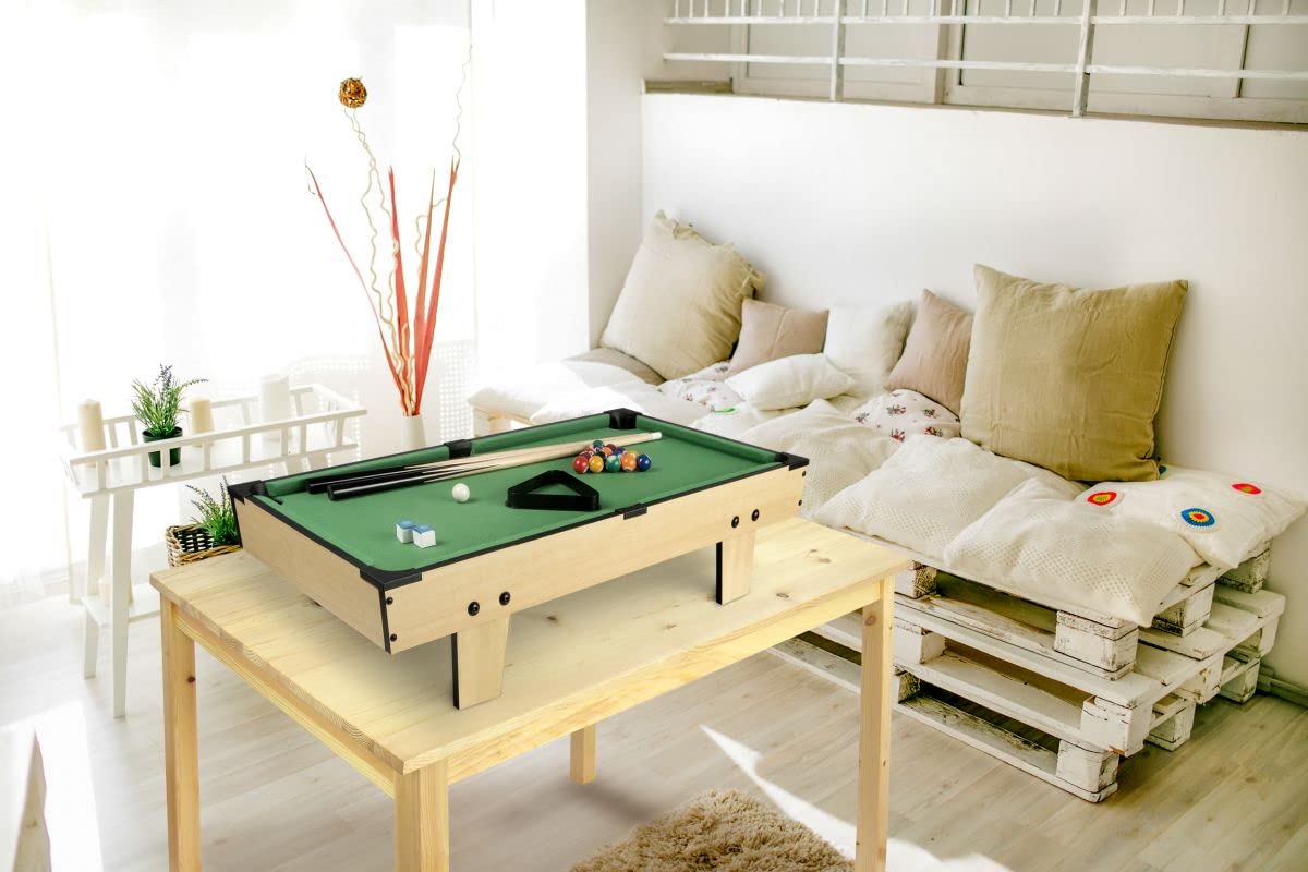 Leomark Table de babyfoot - 4 in 1 - Jeu de Football, Billard, Tennis, Hockey, Baby-Foot en Bois, Jeu de Football pour Enfants