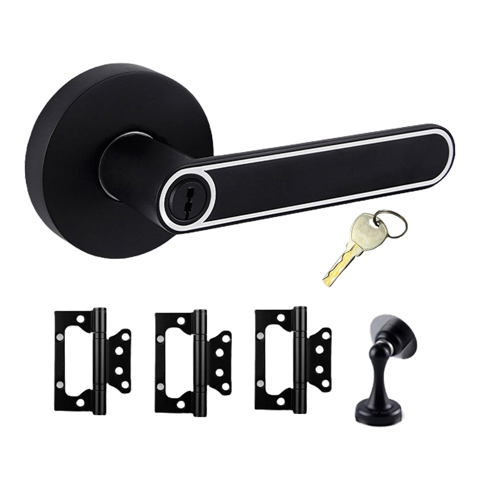 Pangboer A Zincs Lloys Entry Door With Door Stoppers & Hinges Heavy Duty Handle Interior Bedroom Room Bathroom Heavy Duty Handle