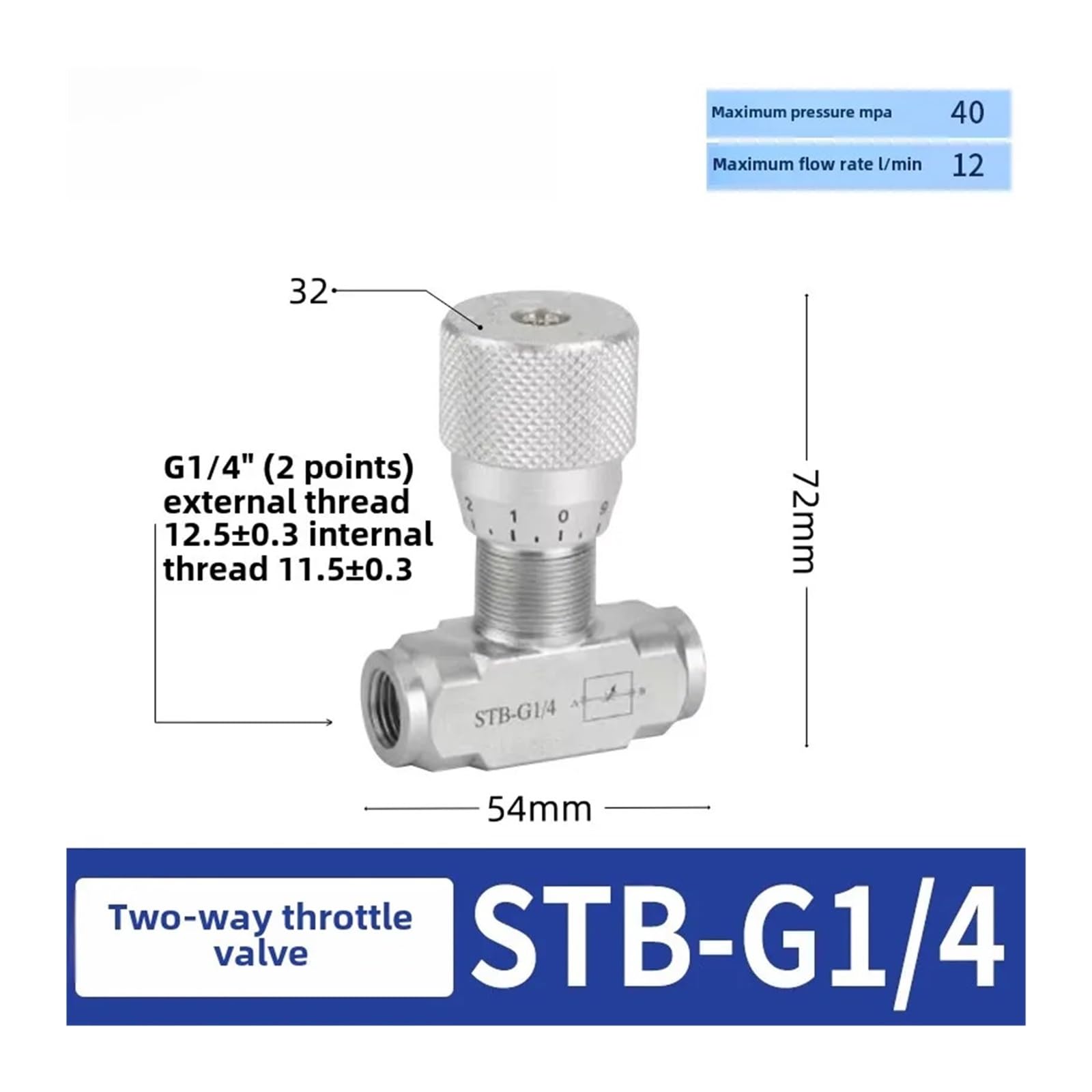 1 x zawór przepustnicy cylindra hydraulicznego STU-G1/4 STU-G3/8 STB-G1/2 (STB-G1I4)