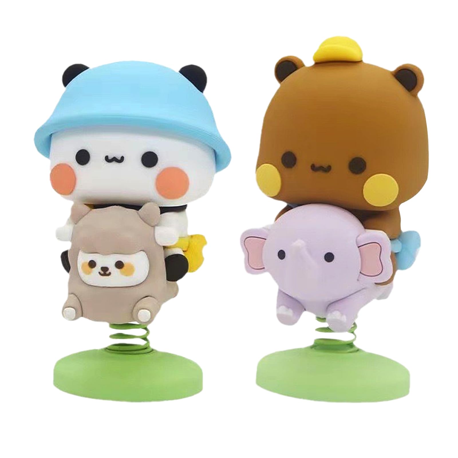 2 PCS Bubu and Dudu Bears Car Dashboard Decorations, Cute Cartoon Statue Bears Panda Figurine Office Desk Decor for Decor Accessories Tabletop Ornaments Gifts (C)