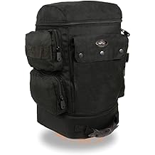 SH688 Large Black Retractable Nylon Sissy Bar Motorcycle Bag with Luggage Handle - Large