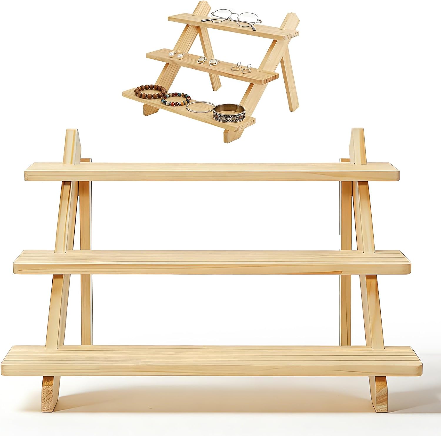 3-tier Wooden Display Stand Earring Display Cupcake and Snack Display Multi-tier Storage Rack