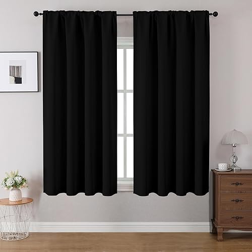 Miniatura 13 de CUCRAF Cortinas opacas de 84 pulgadas de largo, juego de 2 paneles para dormitorio, cortina con bolsillo para barra negro que oscurece la habitación