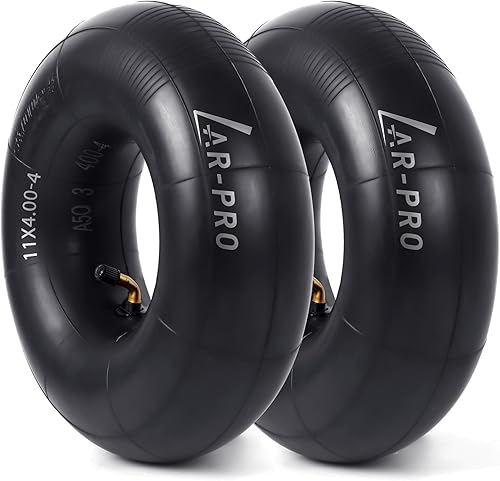 AR-PRO Tubos interiores de repuesto de 11 x 4.00-4 con vástago de válvula doblado TR87 – Tubos de goma de butilo para camión de mano, cortacésped,