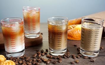 Measuring Cup 4 Ounce/120ML Shot Glass Liquid Heavy High Espresso Glass Cup (Black)