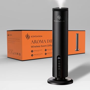 Diffuser Tower Wireless - Essential Oil Fragrance - 1500 SqFt Wide Coverage Cordless Rechargeable Waterless Aromatherapy, 8-Day Battery, Aluminum Body, Idead Home Office Spa Hotel Bedroom