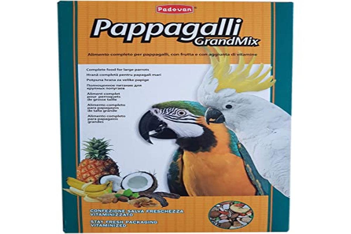 Padovan Grandmix Pappagalli - Alimento Completo per pappagalli - Miscela di Semi e cerali con Frutta - 600 gr