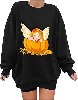 YuzRong Women Tops and Blouses Women's Thanksgiving Day Loose Fit Top Warm Casual Sweatshirt Printed Long Sleeve O-Neck Soft Shirts Pullover Top