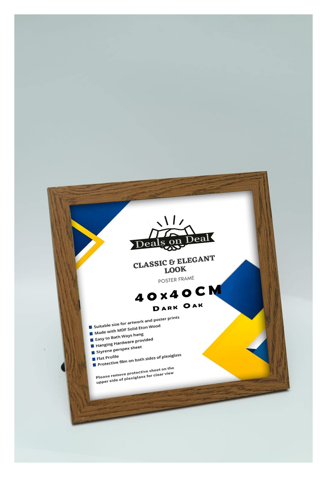 DEALS ON DEAL 40x40CM Square Solid Eton Premium Wooden Photo Picture Certificate Posters Frame Wood Wall Frames Clear plexiglass Ideal Home/Office(40x40CM (15.7" x 15.7"), DARK OAK)