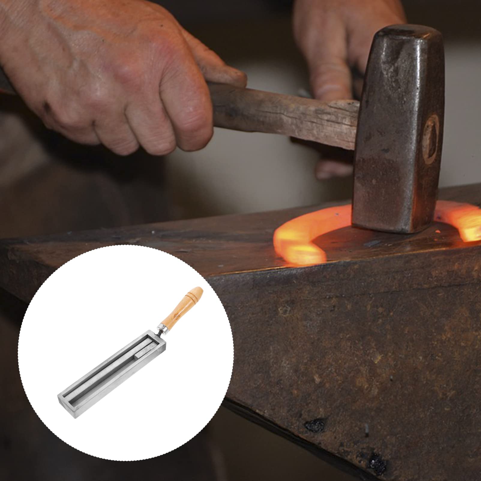 Silberschmelzform Metallgussform zum Schmelzen von Gold und Silber mit Holzgriff für Hitzebeständigkeit und Einfache Handhabung