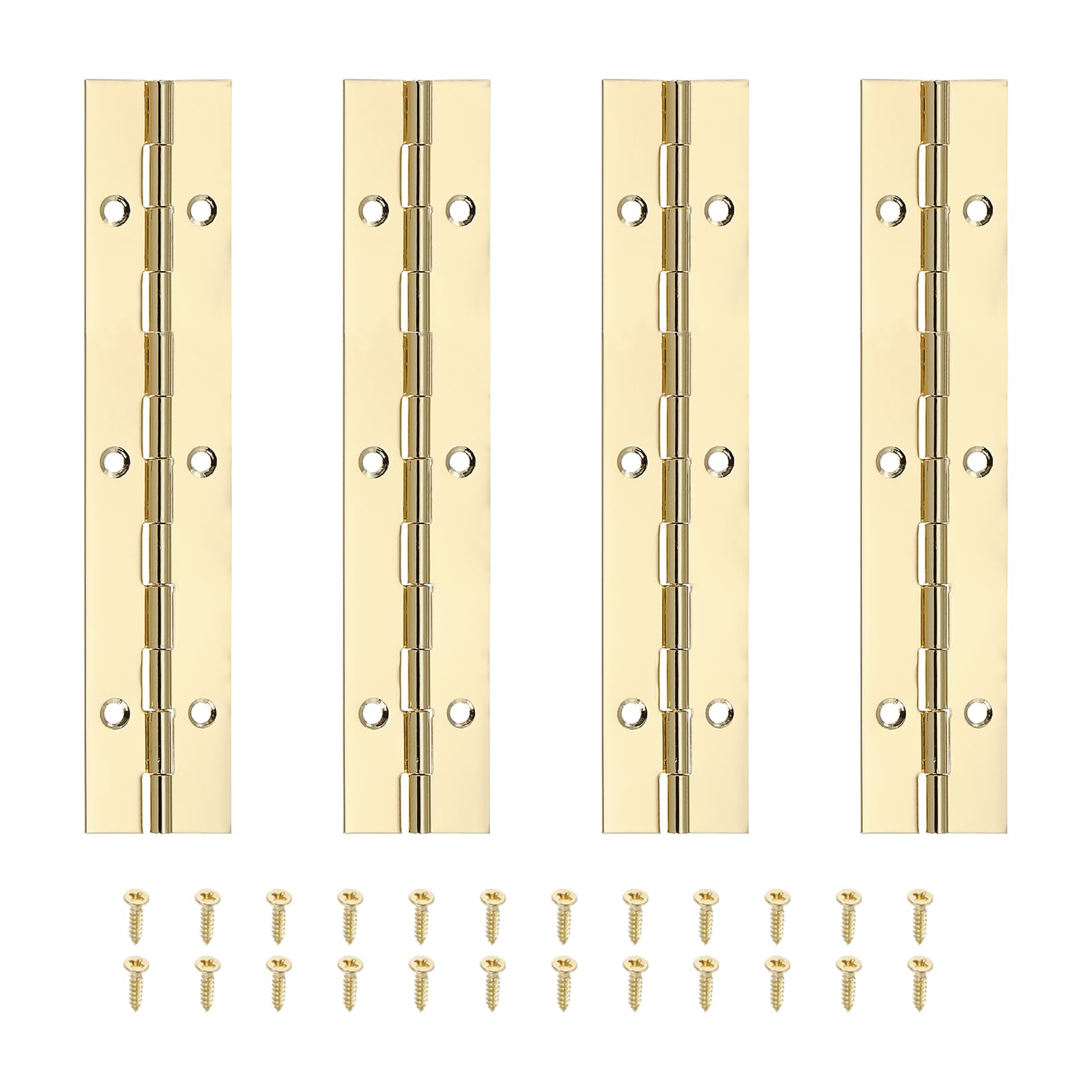 PATIKIL 6x1.2 Inch Piano Hinge,4 Pcs 304 Stainless Steel Continuous Hinge with Holes for Piano Gate Door Wooden Storage Box Cabinet Boat,Gold