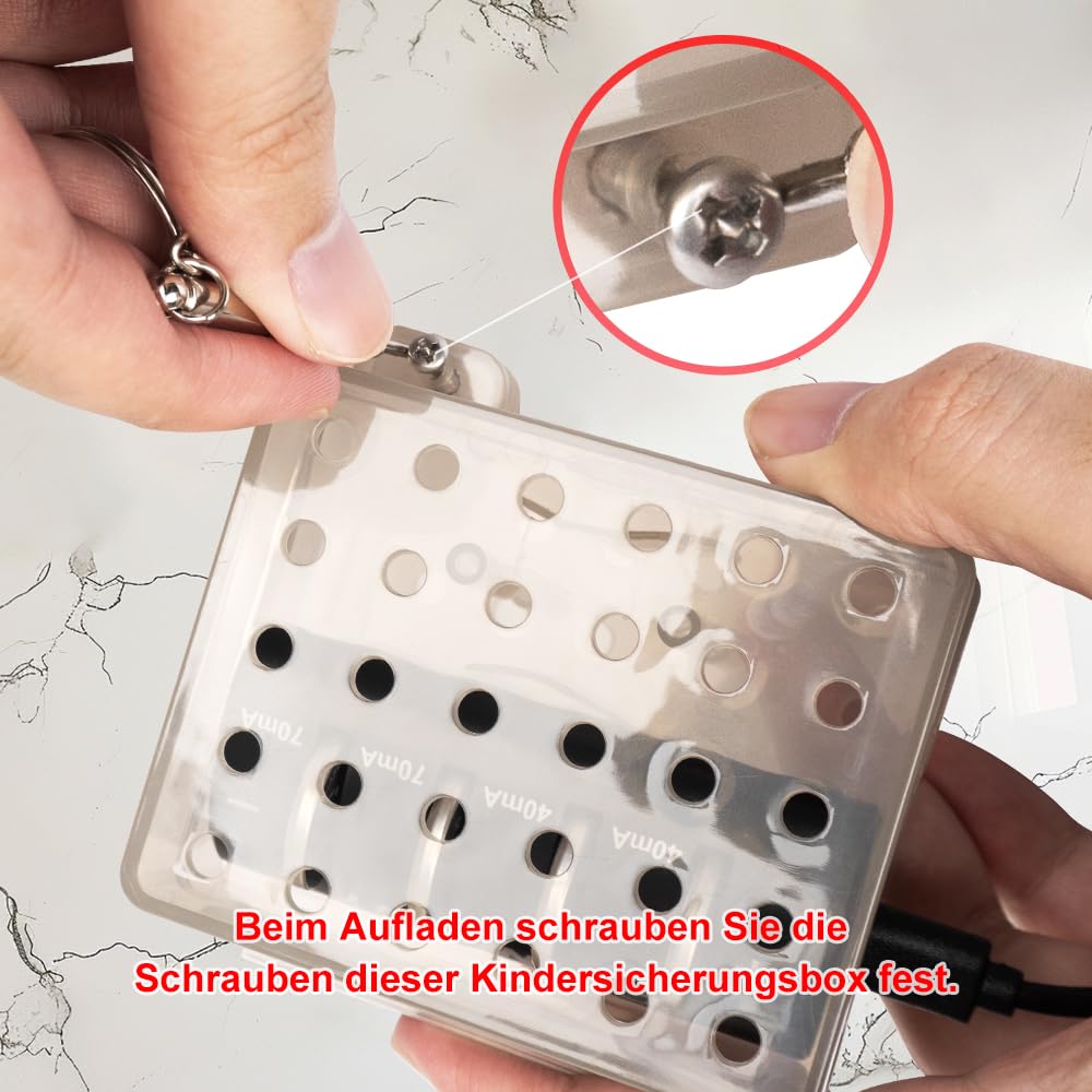 LIR2032 Akku Wiederaufladbarer Batterieladegerät mit hoher Kapazität 3,7V 70mA und 4 Stück Knopfzellen - Ersatz für Coin Cell Lithium ML2032 （mit Verschließbarem Aufbewahrungsbox für mehr Sicherhei