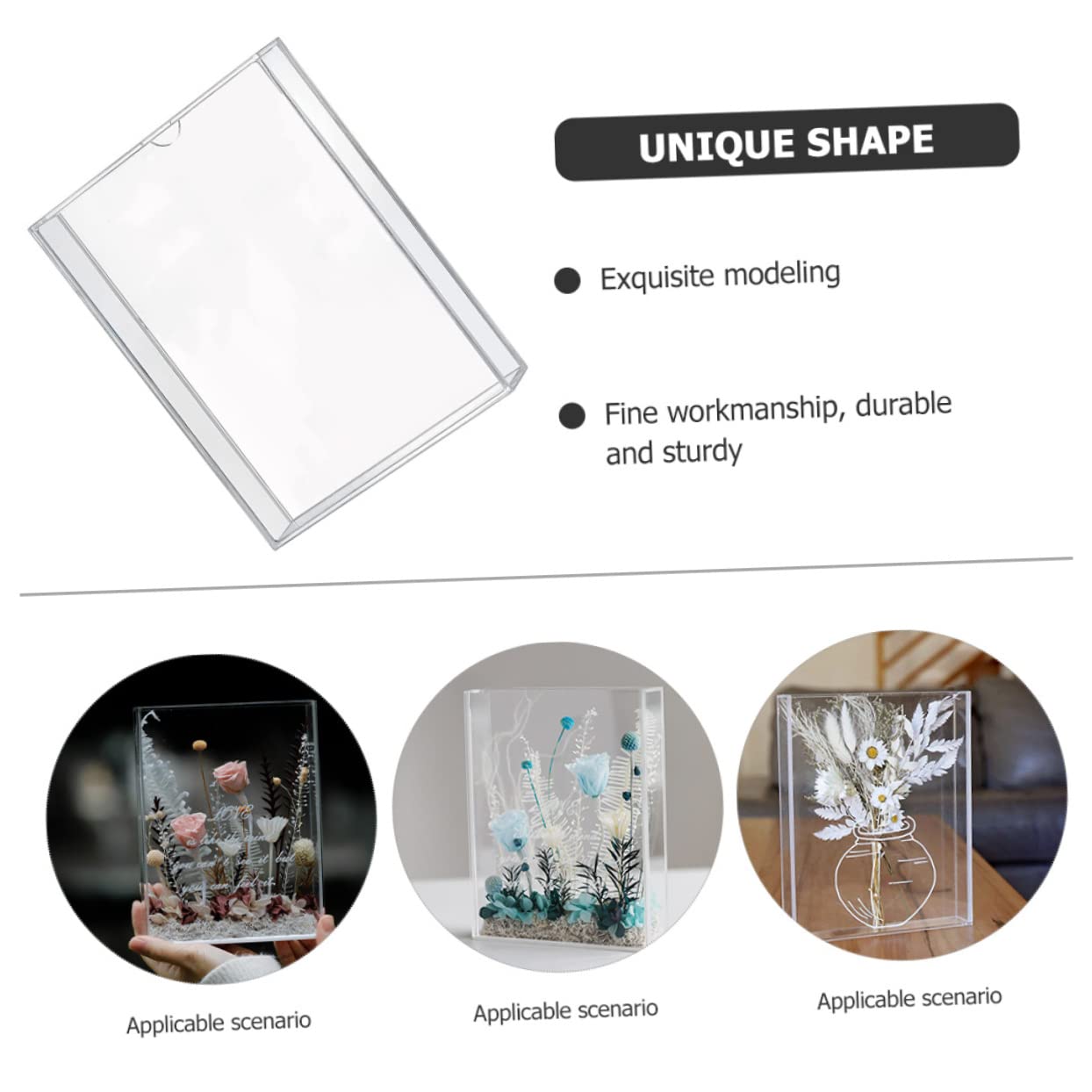 ERINGOGO Dried Flower Display Box Transparent Organizer for Collecting and Showcasing Dried Flowers Art Projects and Home Decor Elegant Frame for Flowers Figures