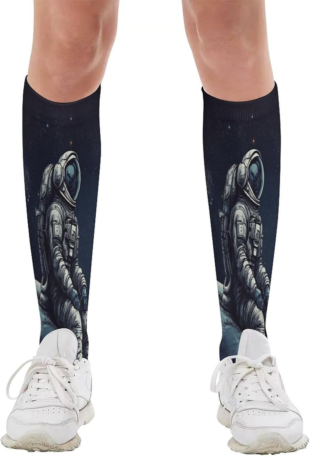 Astronaut Space Compression Sock Circulation Support Socks Lightweight Knee High Tube Sock Over-The-Calf Sock for Adult