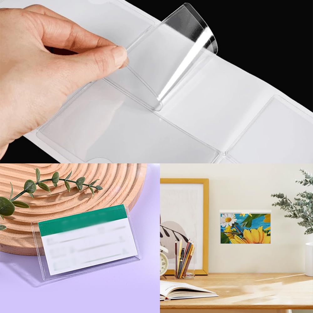 UMCHU 10 Pochettes Autocollantes Transparentes A4 - Cartes De Visite Adhésives Ouverture Supérieure Pour Permis De Conduire Et Stationnement