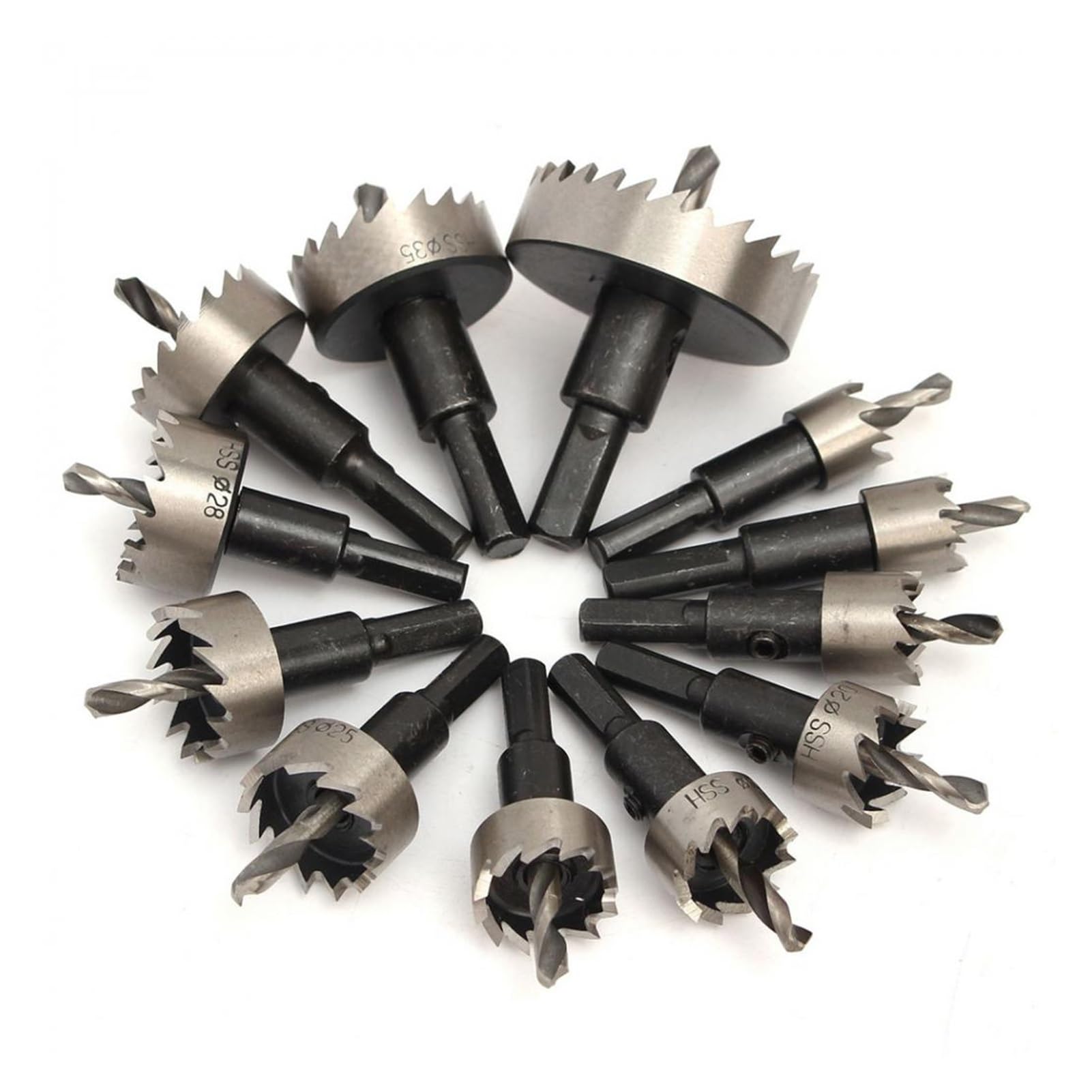 Zestaw 12 wierteł HSS 15-50 mm, piła otwornica, wiertło, narzędzie ręczne do drewna, stali nierdzewnej, metalu