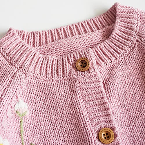 Baby Girls Knitted Cardigan Sweater Crewneck Knit Crochet Button Closure Cardigan Tops Coat Outwear for Toddler3