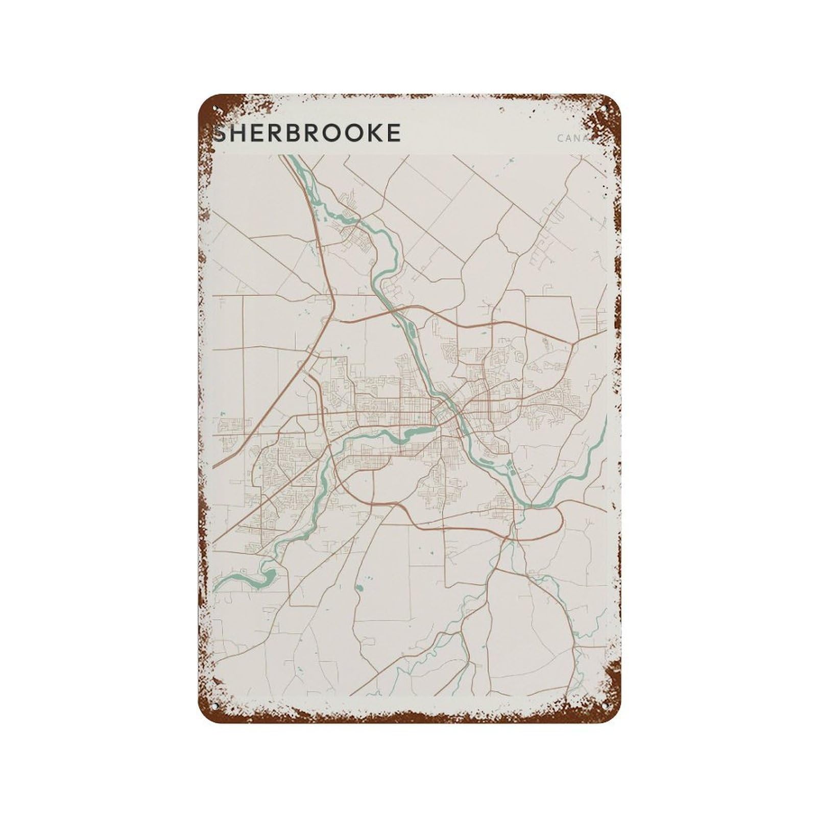 xiaoxiaoshen Sherbrooke Map City Quebec Canada Wall Decor Art Metal Tin Poster Modern Home Decor Art Home Bar Shop Decorations Vintage Sign 30x20cm