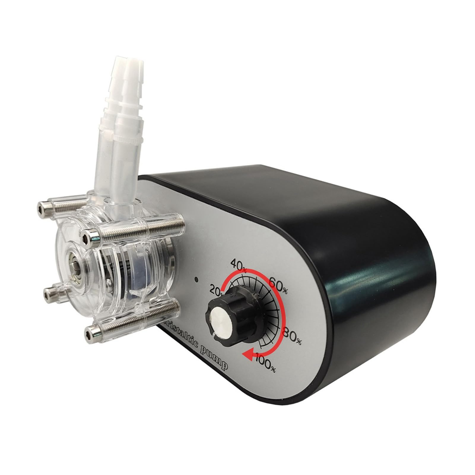 Bomba Peristáltica Bomba Dosificadora de Tubo G928A 114-500 Ml/min Botón único Ajustable 24 V 1 A Cabezal de Extraíble 3 Rodillos Autocebantes para Análisis (Negra)