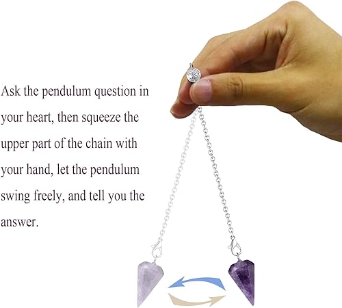 Miniatura 6 de DUQGUHO Juego de 6 piezas de péndulo de cristal, accesorios Wiccan, herramientas de adivinación, cristales curativos naturales, colgantes de piedras