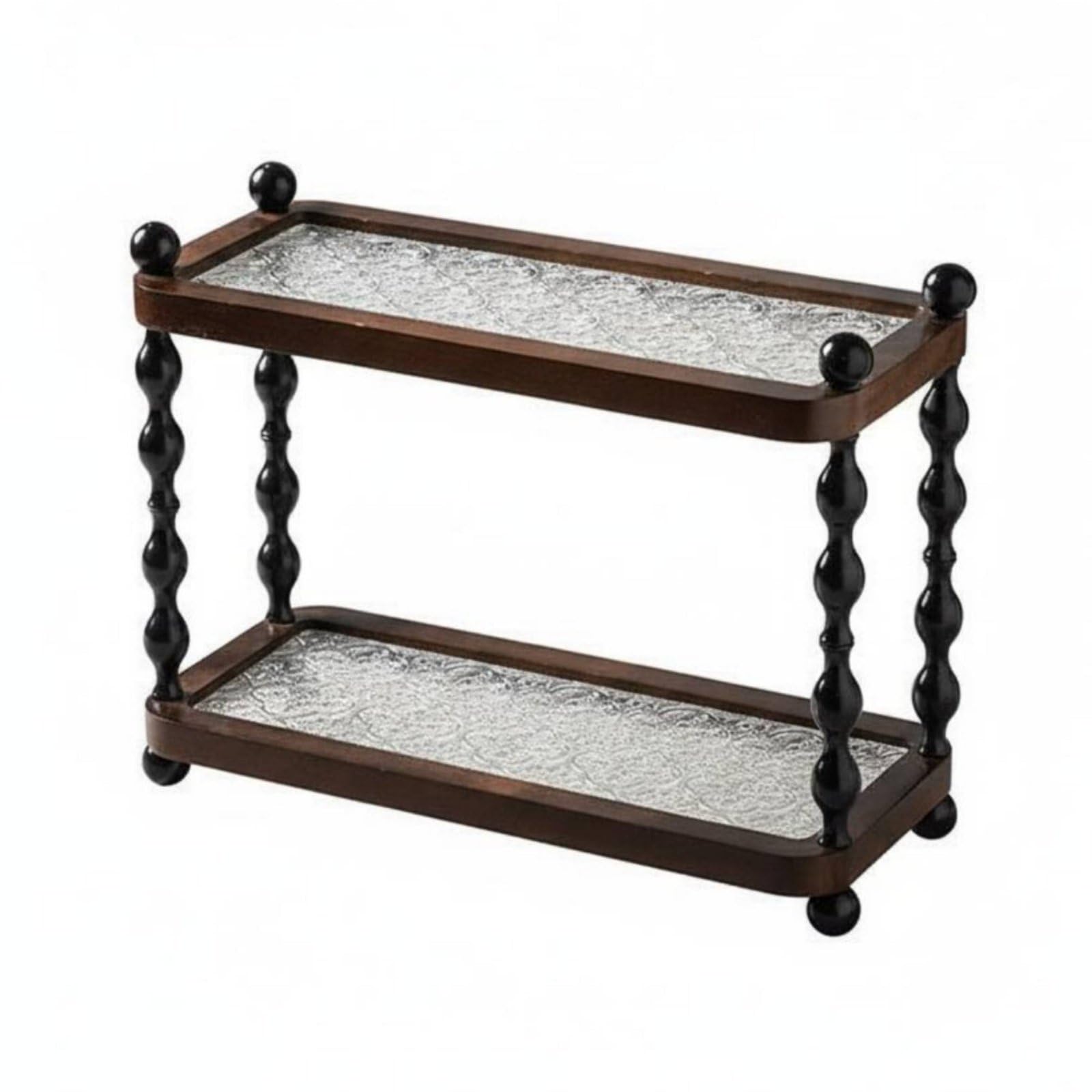 Étagère bois présentoir à double niveau taille S pour rangement de maison