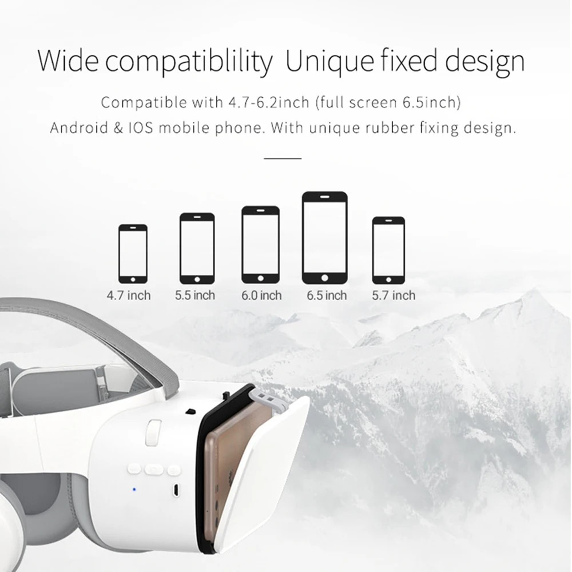 Auriculares VR con auriculares Bluetooth, gafas de realidad virtual plegables para teléfonos móviles, compatibles con iPhone y Samsung Galaxy