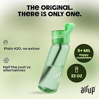 air up® water bottle (22 oz) for school, sports, gym | includes 5 scent pods & straw | flavored bottle in green – also for kids, boys, girls | no calories, sugar-free and suitable for carbonation