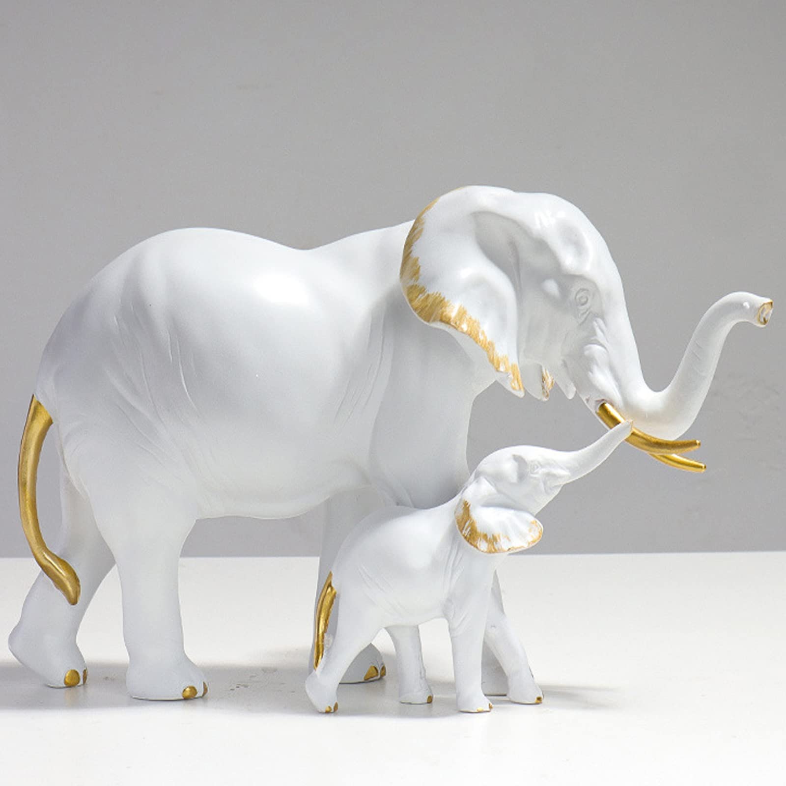 Estatua de elefante, figuras creativas de elefante, decoración para sala de estar, estilo moderno, decoración del hogar (blanco)