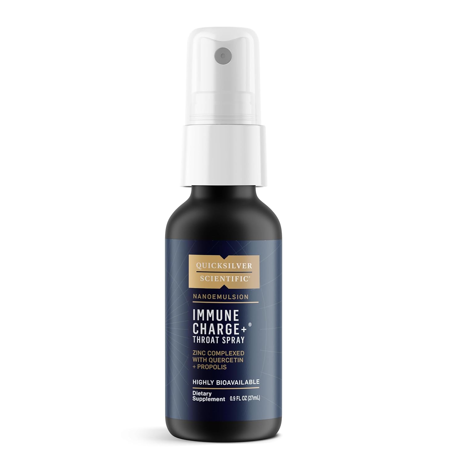 Quicksilver Scientific Immune Charge+ Zinc Throat Spray - Immune Support Liquid Supplement with Quercetin - 'Throat Coat' with Liposomal Absorption Technology (0.9 fl oz / 27ml)