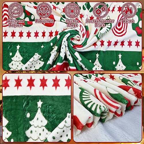 UGZDEA Christmas Blanket 150x200cm, Christmas Sofa Blanket, Soft Warm Winter Fleece Christmas Blanket for Adults and Kids (A - Image 3