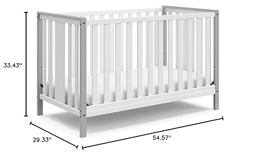 Vista 26 de Storkcraft Modern Pacific - Cuna convertible 4 en 1 (blanco con madera flotante vintage) – Certificado GREENGUARD Gold, se convierte de cuna de bebé