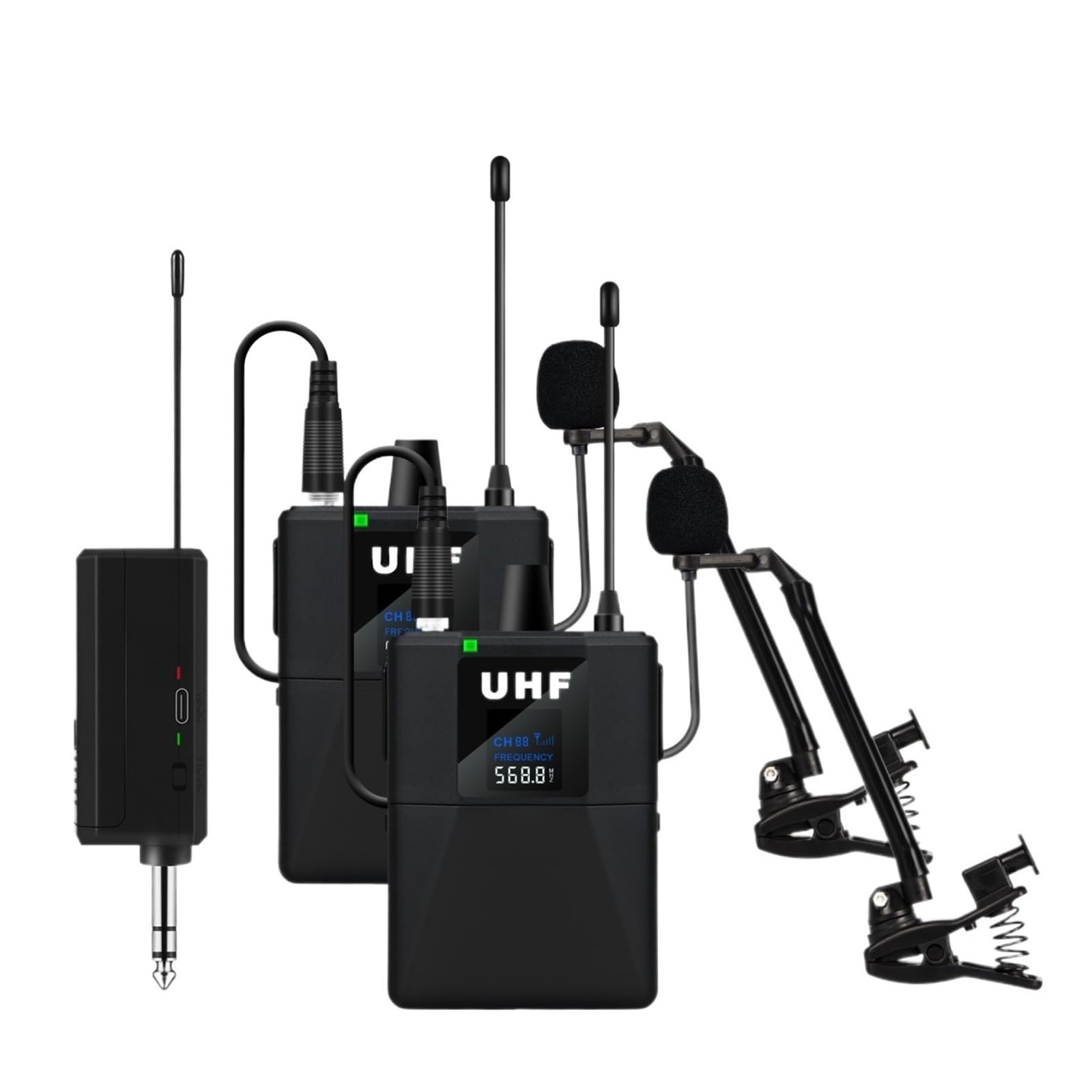 Saksofon Trąbka Puzon Pas Klapa Bezprzewodowy Mikrofon Instrument Odbiór Profesjonalny Nagrywanie Wydajność Na Zewnątrz(SAX-2MIC)